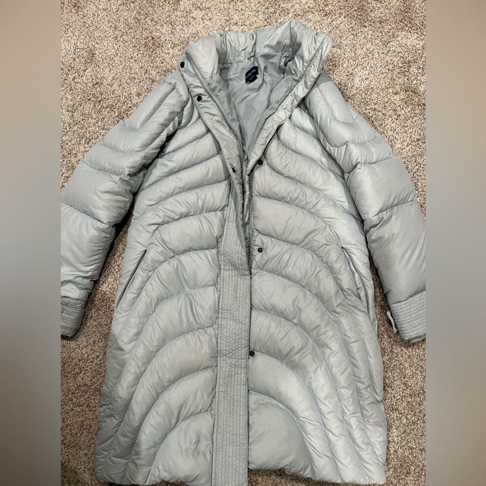 Long grey Lands End puffer jacket